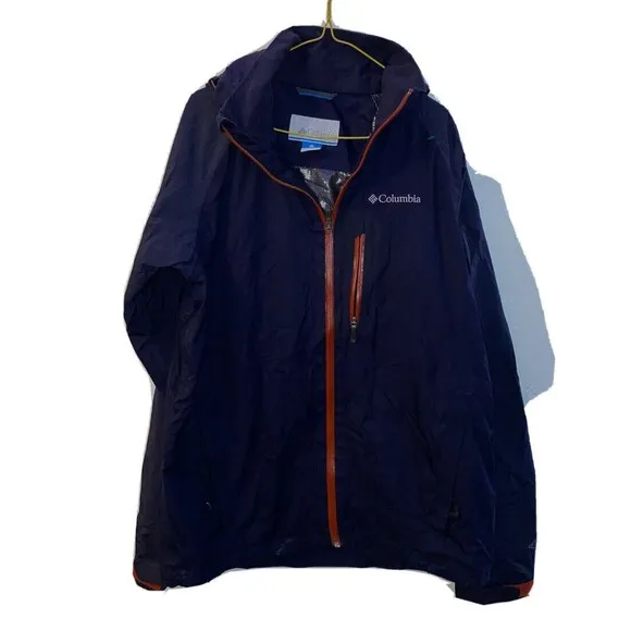 EUC Columbia Omni-Tech Waterproof Hooded Jacket Coat Color Blue Size Medium M