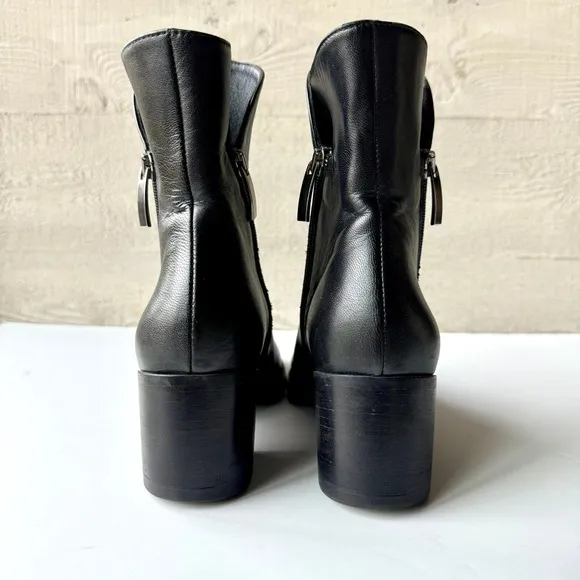 EUC Stefano Gamba Italy Womens Short Leather Boot Double-sided Zipper EU 39 US 8