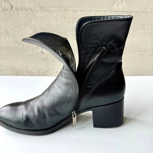 EUC Stefano Gamba Italy Womens Short Leather Boot Double-sided Zipper EU 39 US 8