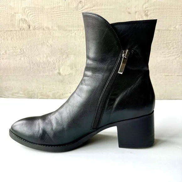 EUC Stefano Gamba Italy Womens Short Leather Boot Double-sided Zipper EU 39 US 8