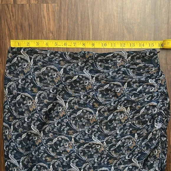 EUC Veronica Beard Herst Asymmetric Ruched Silk Midi Skirt 10