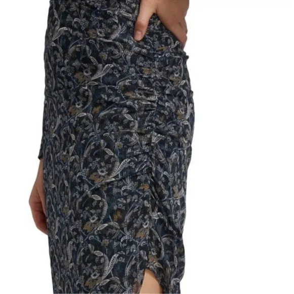 EUC Veronica Beard Herst Asymmetric Ruched Silk Midi Skirt 10