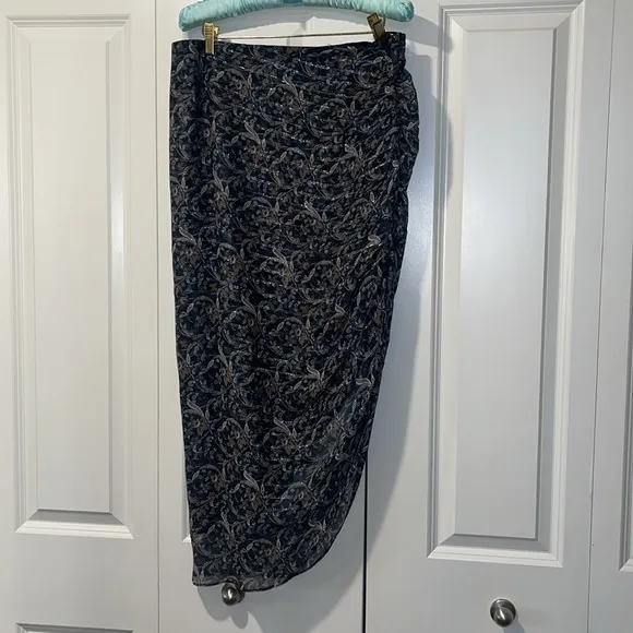 EUC Veronica Beard Herst Asymmetric Ruched Silk Midi Skirt 10