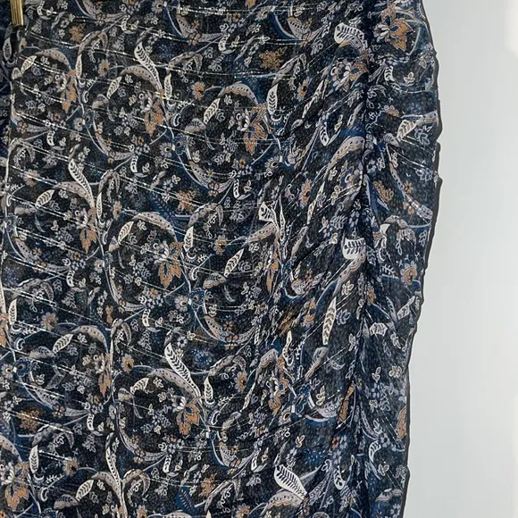 EUC Veronica Beard Herst Asymmetric Ruched Silk Midi Skirt 10