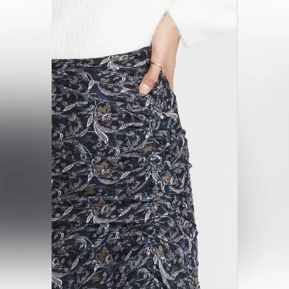 EUC Veronica Beard Herst Asymmetric Ruched Silk Midi Skirt 10