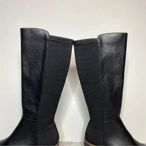 Euro Sofft Falicia Black Wedge Heel Tall Boot 8 1/2 M