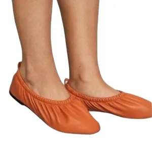 Everlane NWOB The Scruch Flat Elastic Ballet Orange Leather Comfort Shoes Sz 10