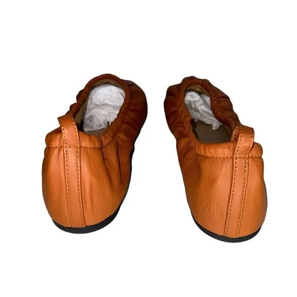 Everlane NWOB The Scruch Flat Elastic Ballet Orange Leather Comfort Shoes Sz 10