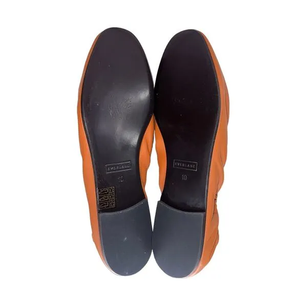 Everlane NWOB The Scruch Flat Elastic Ballet Orange Leather Comfort Shoes Sz 10