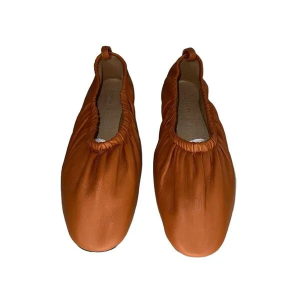 Everlane NWOB The Scruch Flat Elastic Ballet Orange Leather Comfort Shoes Sz 10