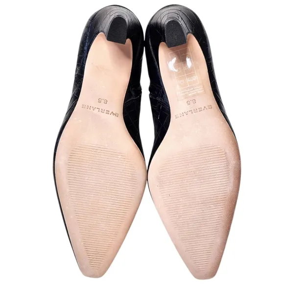 Everlane The Short Banana Heel Boot in Black Croc size 8.5