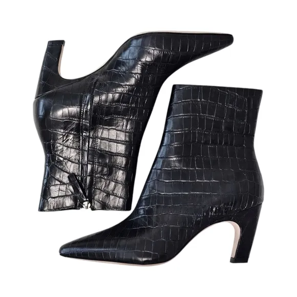 Everlane The Short Banana Heel Boot in Black Croc size 8.5