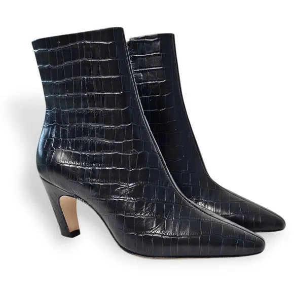 Everlane The Short Banana Heel Boot in Black Croc size 8.5
