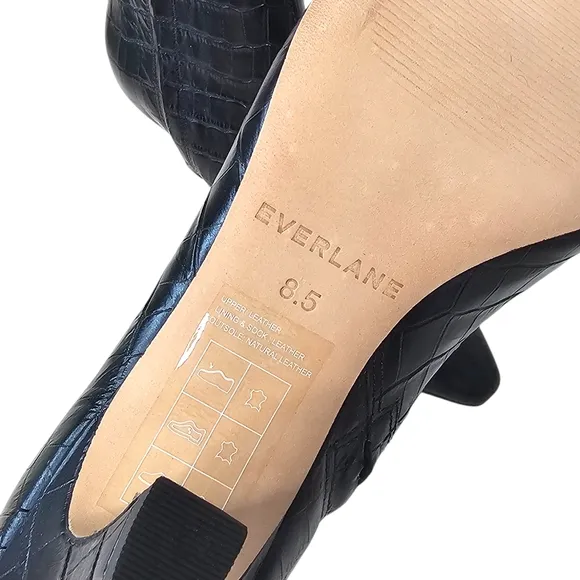 Everlane The Short Banana Heel Boot in Black Croc size 8.5