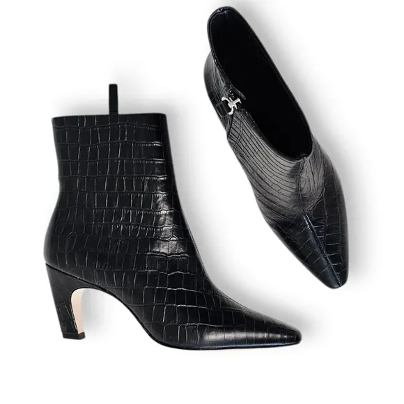 Everlane The Short Banana Heel Boot in Black Croc size 8.5