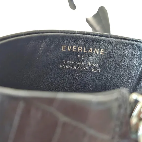 Everlane The Short Banana Heel Boot in Black Croc size 8.5