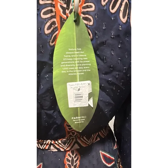 Farm Rio Ainika Tapestry Maxi Dress Blue Multi Size Small V Neck