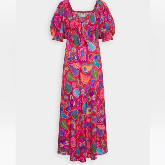 Farm Rio Lisa Red Midi Dress
