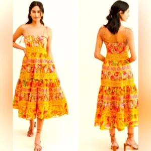 FARM RIO Mixed Fruits Paradise Midi Dress Size Medium
