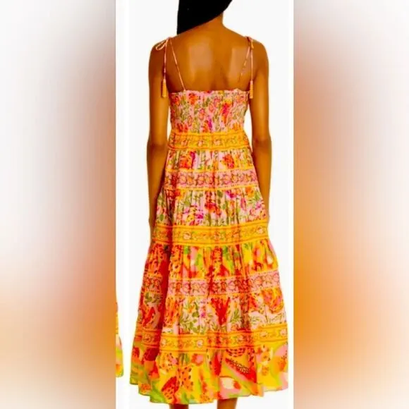 FARM RIO Mixed Fruits Paradise Midi Dress Size Medium