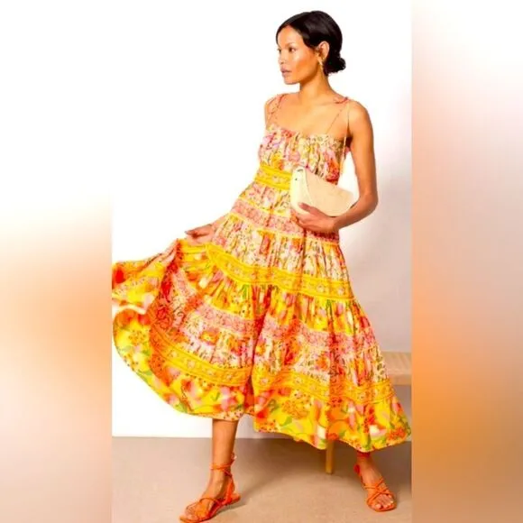 FARM RIO Mixed Fruits Paradise Midi Dress Size Medium