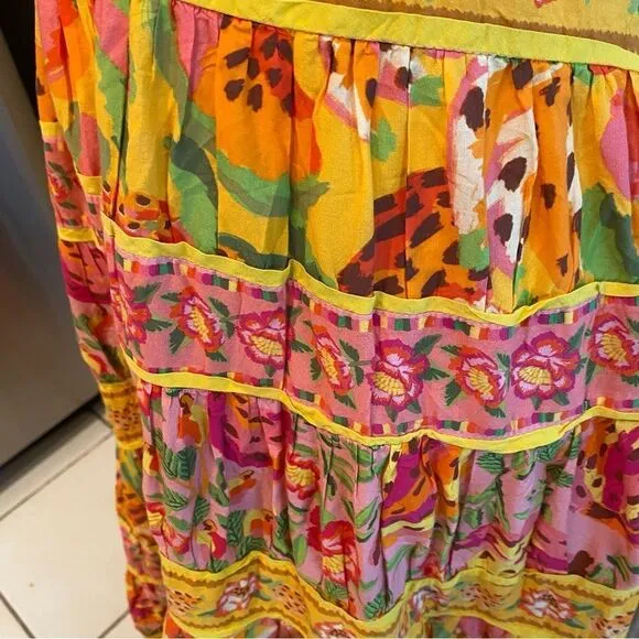 FARM RIO Mixed Fruits Paradise Midi Dress Size Medium