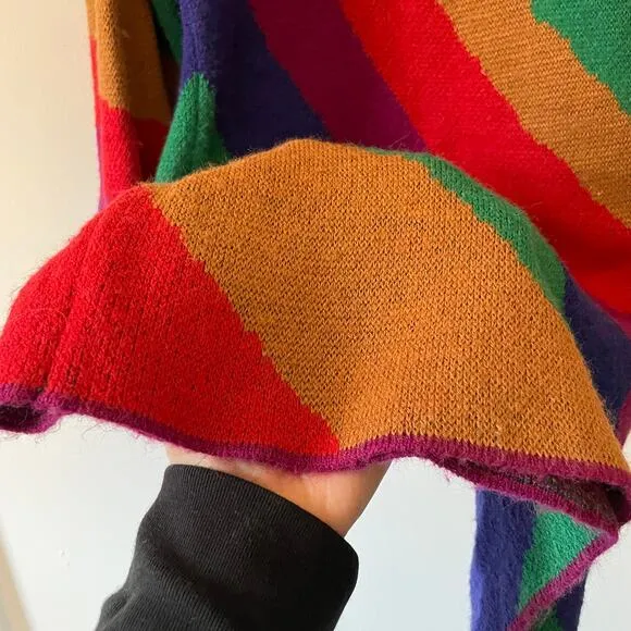 Farm Rio Rainbow Wild Hearts Sweater Dress Sz S Mock Neck Bubble Sleeve Mini