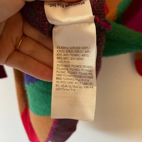 Farm Rio Rainbow Wild Hearts Sweater Dress Sz S Mock Neck Bubble Sleeve Mini
