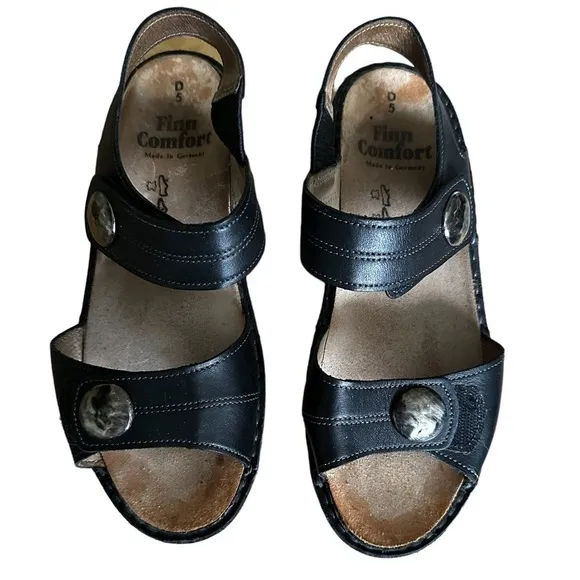 FINN COMFORT ALANYA BLACK VELCRO SANDALS