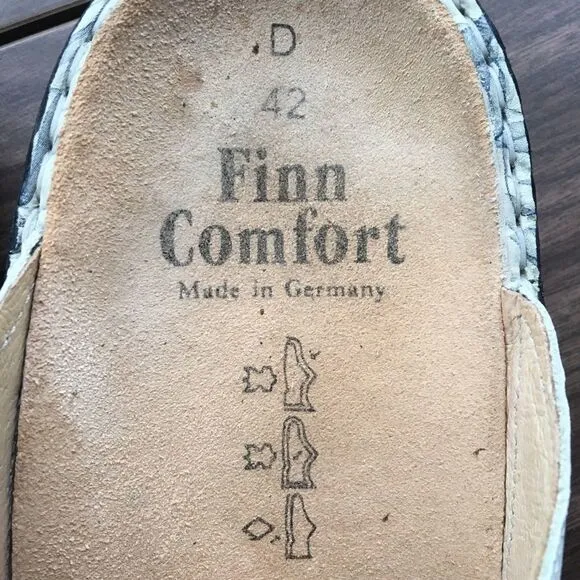 FINN COMFORT SHOES Slip On Leather Jamaica Wedge Sandal Print 42