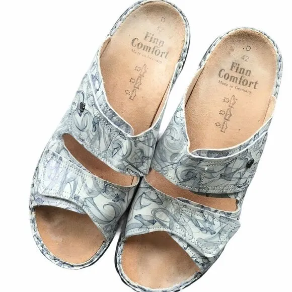 FINN COMFORT SHOES Slip On Leather Jamaica Wedge Sandal Print 42