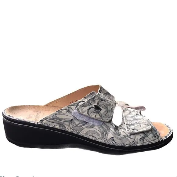 FINN COMFORT SHOES Slip On Leather Jamaica Wedge Sandal Print 42