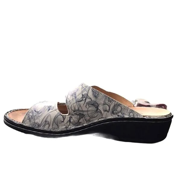 FINN COMFORT SHOES Slip On Leather Jamaica Wedge Sandal Print 42