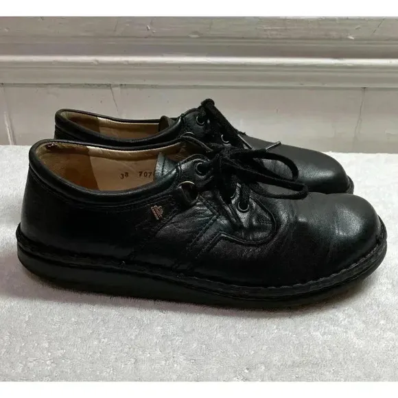 Finn Comfort Womens Leather Oxford Comfort Shoes Size 38 (US 8) Black FA GDD