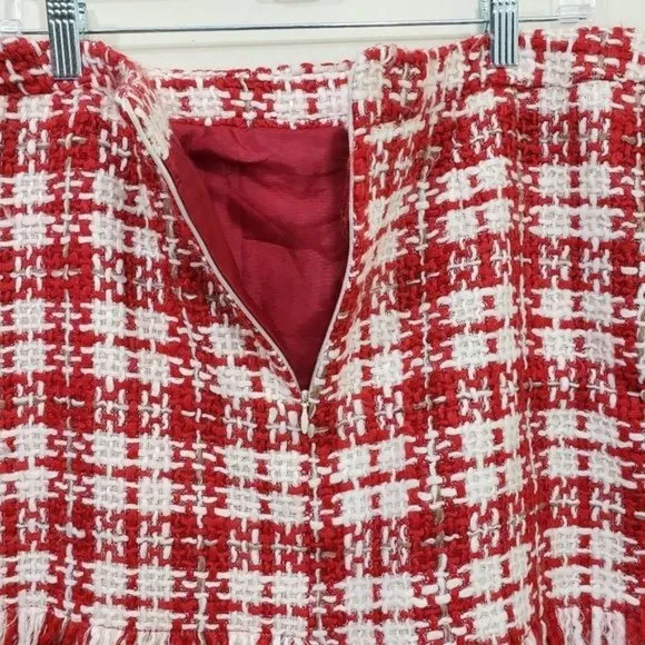 Fitelle NWT Jonette faux wool blend wrap front plaid fringe trim skirt size 12