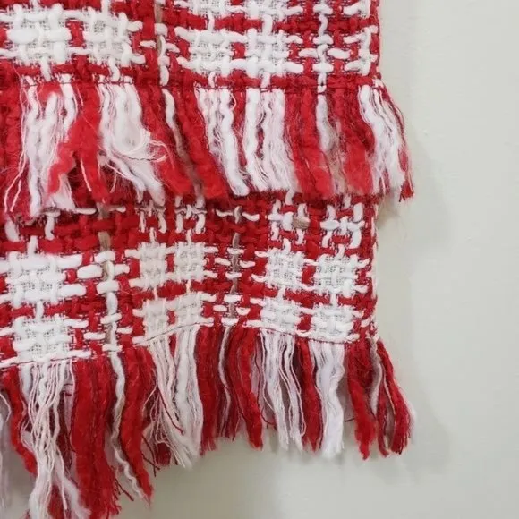 Fitelle NWT Jonette faux wool blend wrap front plaid fringe trim skirt size 12
