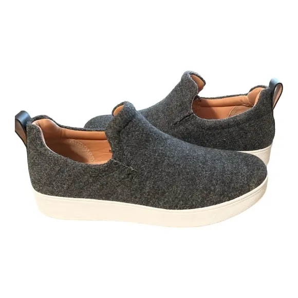 FitFlop Women's RALLY Felt Slip On Comfort Sneakers Shoes Size 7.5 GREY