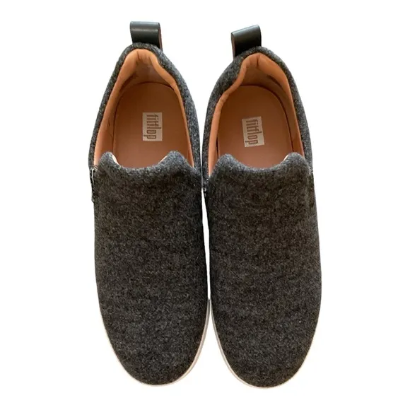 FitFlop Women's RALLY Felt Slip On Comfort Sneakers Shoes Size 7.5 GREY