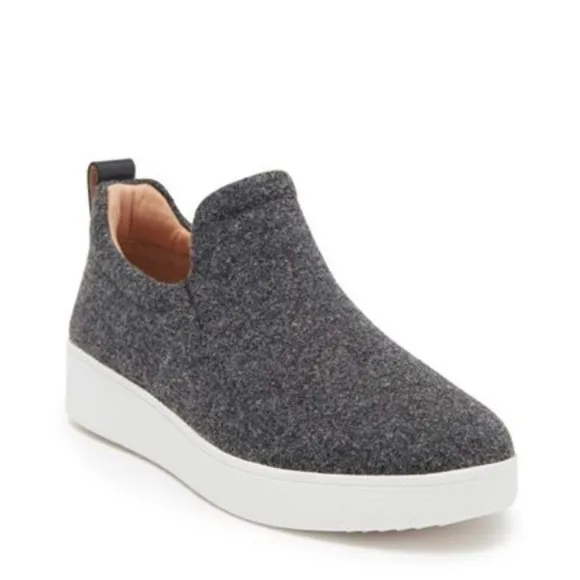 FitFlop Women's RALLY Felt Slip On Comfort Sneakers Shoes Size 7.5 GREY