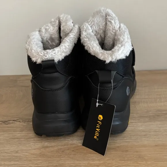 FitVille Boots CozyCore V3 Winter Snow Ankle Sherpa Lined Black Mens 13W Wide