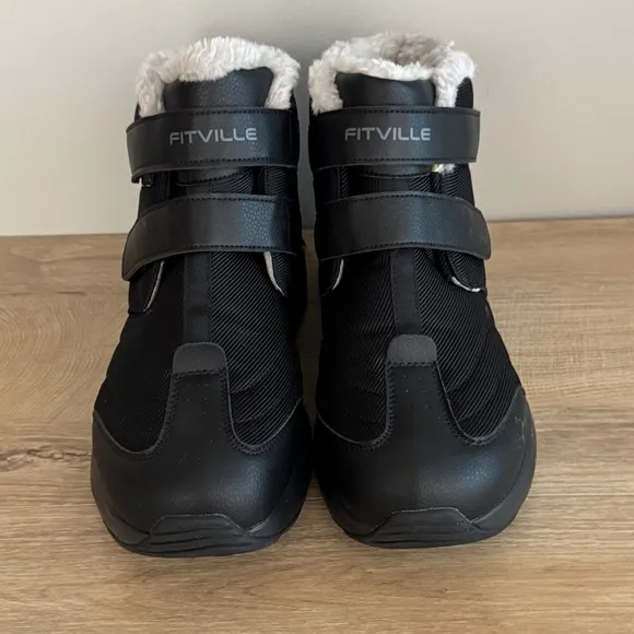 FitVille Boots CozyCore V3 Winter Snow Ankle Sherpa Lined Black Mens 13W Wide