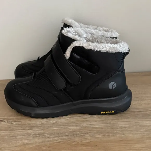 FitVille Boots CozyCore V3 Winter Snow Ankle Sherpa Lined Black Mens 13W Wide