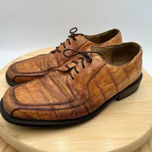 Florsheim Alligator Skin Leather Dress Shoes Mens 8 Cognac Derby Exotic