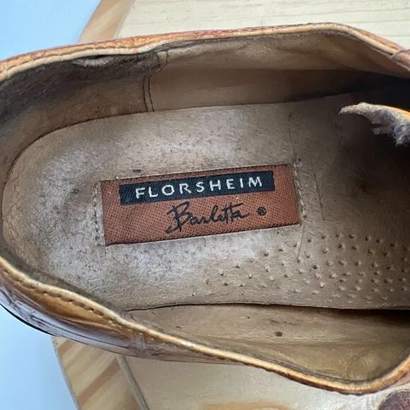 Florsheim Alligator Skin Leather Dress Shoes Mens 8 Cognac Derby Exotic