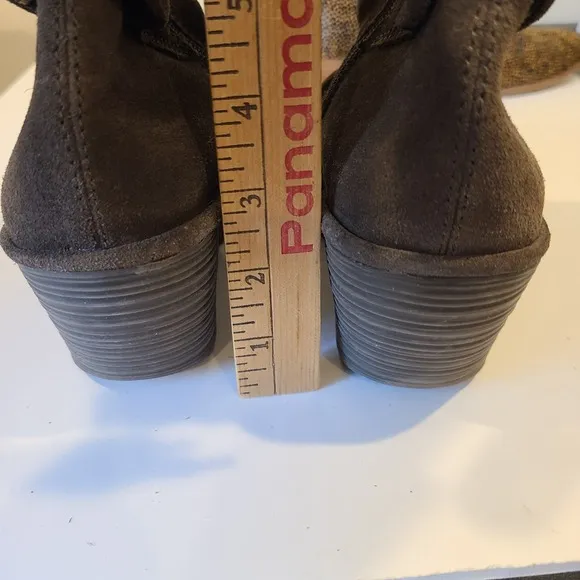 Fly London Yada Green Suede Wedge Boots Size 39 8-8.5 US  Lace back Mid Calf