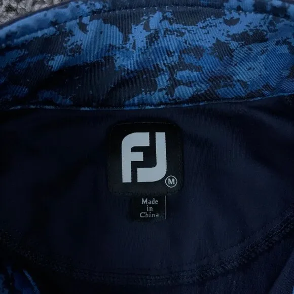 FootJoy Camo Pullover 1/4 Zip Jacket Mens Medium Blue Color Block Mid Layer