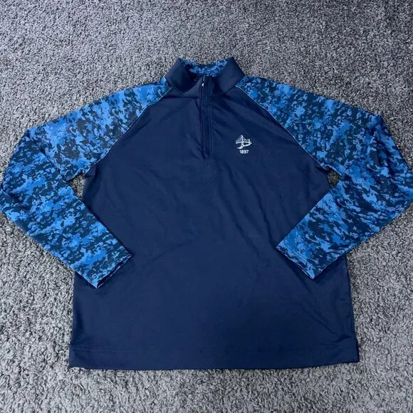 FootJoy Camo Pullover 1/4 Zip Jacket Mens Medium Blue Color Block Mid Layer