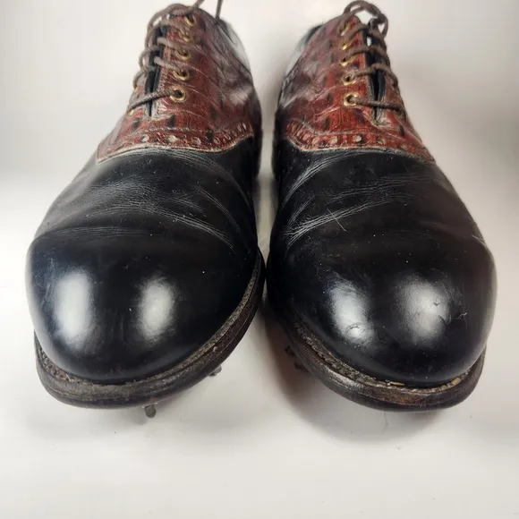 FOOTJOY Classics-Dry Mens 10 D Brown Alligator Leather Vintage Golf Shoes 505989