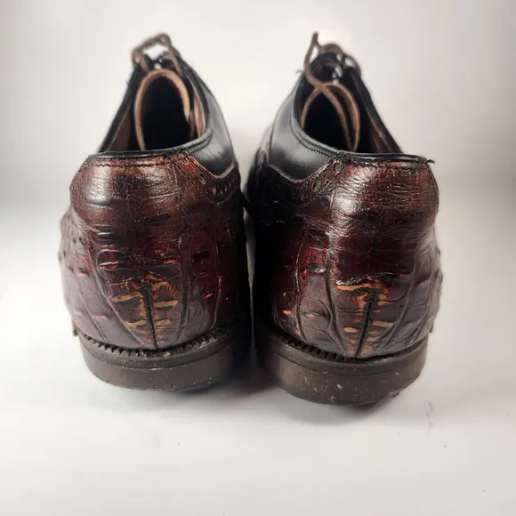 FOOTJOY Classics-Dry Mens 10 D Brown Alligator Leather Vintage Golf Shoes 505989