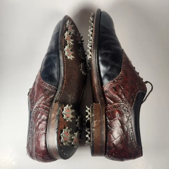 FOOTJOY Classics-Dry Mens 10 D Brown Alligator Leather Vintage Golf Shoes 505989